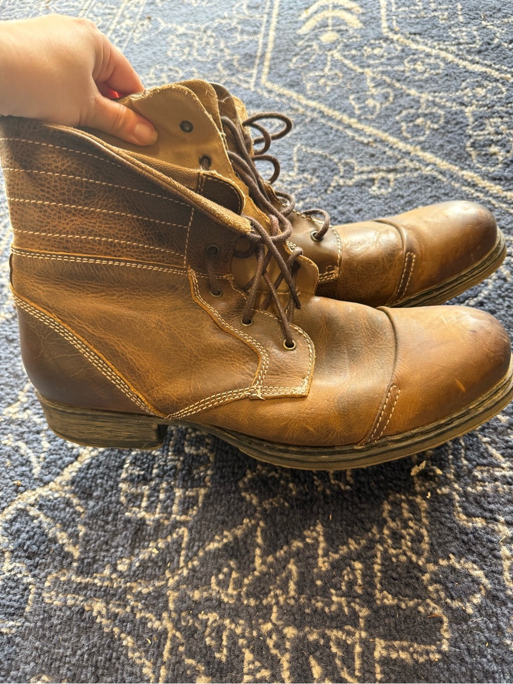 BED|STU Men's Distressed Brown Leather Lace-Up Boots - Picture 2 of 5